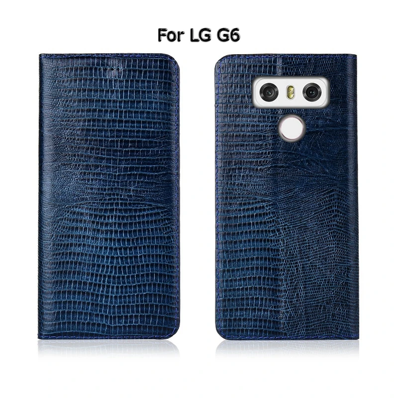 Чехол для телефона LG Q6 Mini Q7 G6 G7 ThinQ Lizard Grain раскладной Магнитный чехол с подставкой из натуральной кожи
