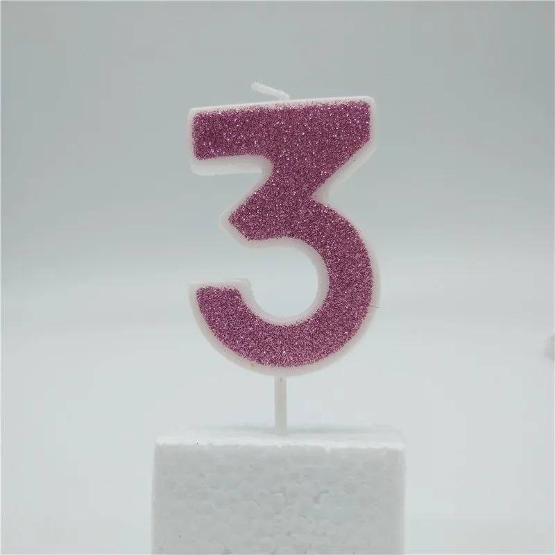 pink 3 Топпер для торта «С Днем Рождения» Сияющий синий номер свечи для торта для детей Девочка Мальчики бар детский душ Свадебные принадлежности украшения - Цвет: pink 3