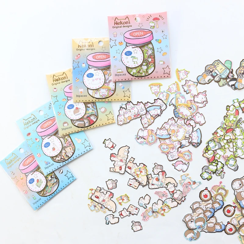Domikee Японский милый кавайный золотой фольги мультфильм школьные наклейки для