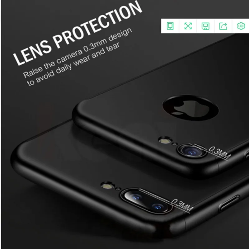Роскошные 360 полная защита телефонные чехлы для iPhone 6 7 8 Plus X Жесткий ПК задняя