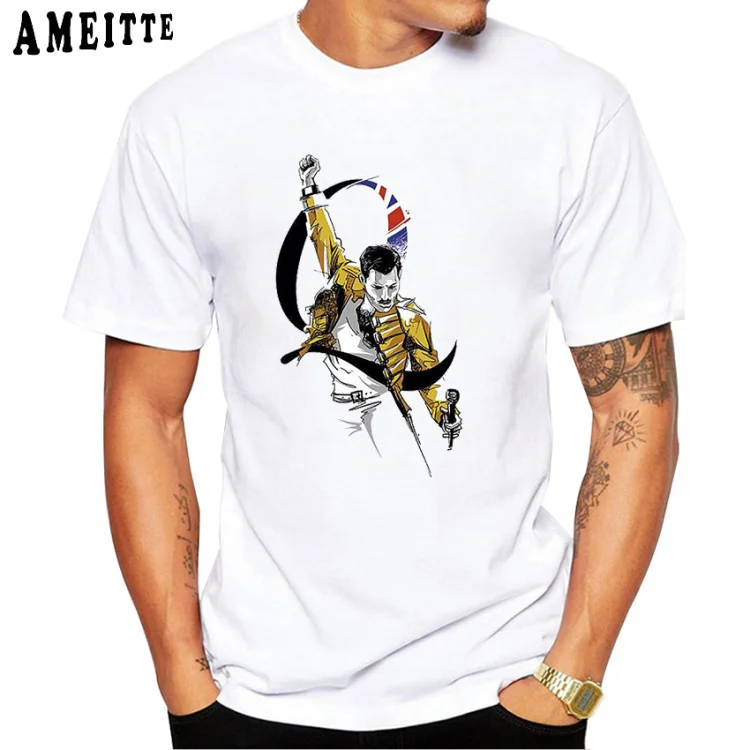 Футболка Freddie Mercury The queen Band Art, Мужская Хип-Хоп Ретро Рок хипстерская футболка, винтажные повседневные топы для мальчиков в стиле Харадзюку, Мужские футболки в стиле панк - Цвет: Z7591