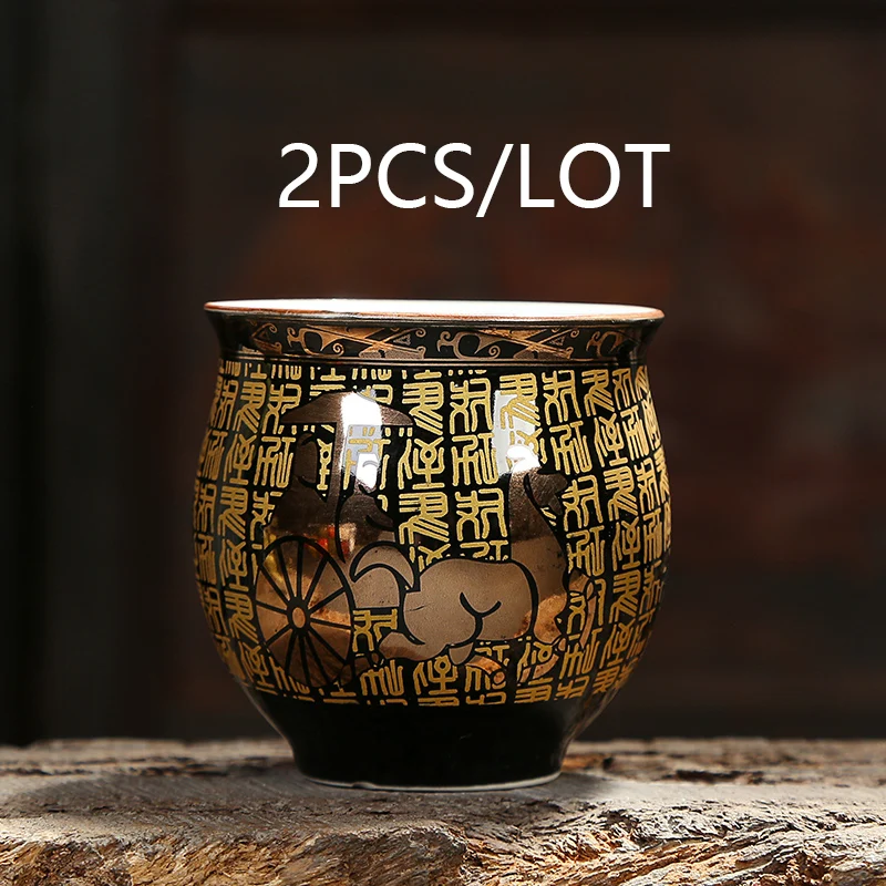 K 2PCS 2 шт./лот, двухслойная термостойкая чайная чашка, керамическая фарфоровая посуда для напитков, чайная посуда/Офисная чайная церемония, кружка для воды - Цвет: K 2PCS