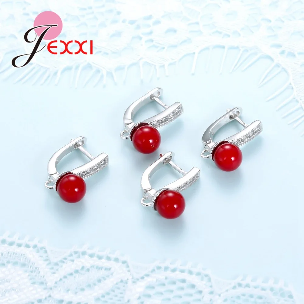 Горячая Распродажа серьги с красным шариком ювелирное изделие унисекс модная