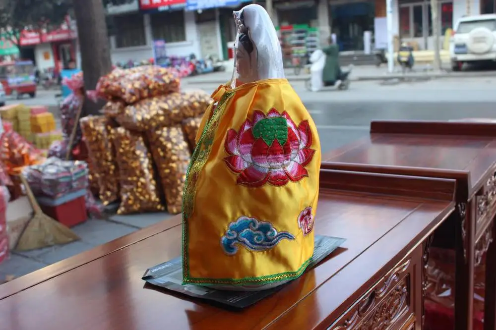 Китайская традиционная статуя Будды накидка буддистские лотосы 303540 вышивка