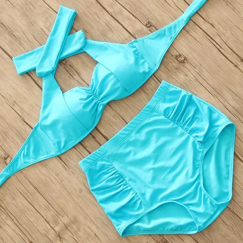 Купальник TCBSG с высокой талией новинка 2019 бикини женские Купальники больших