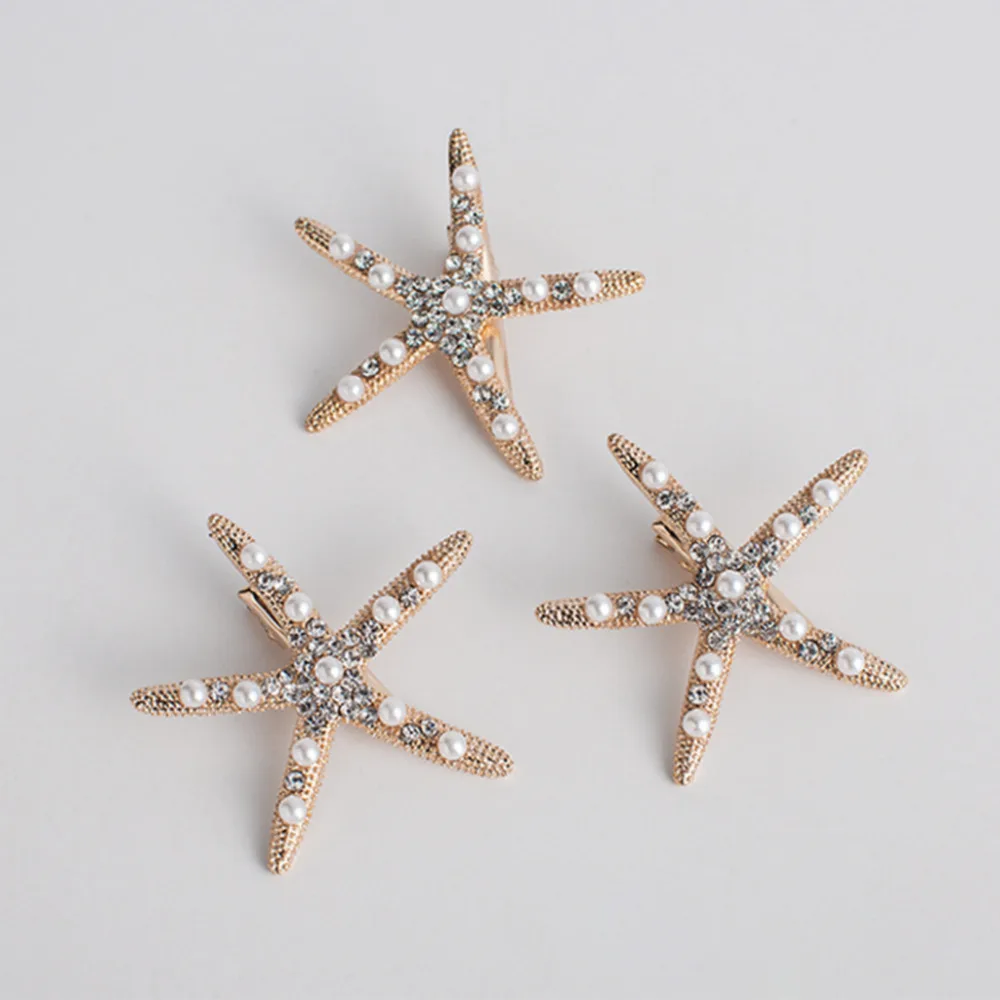 

Hair Clip Simulation Starfish Rhinestone Women Jewelry Headdress