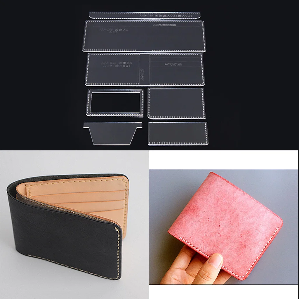 7 шт./компл. унисекс шаблон-кошелек кожаный прозрачный акриловый узор набор