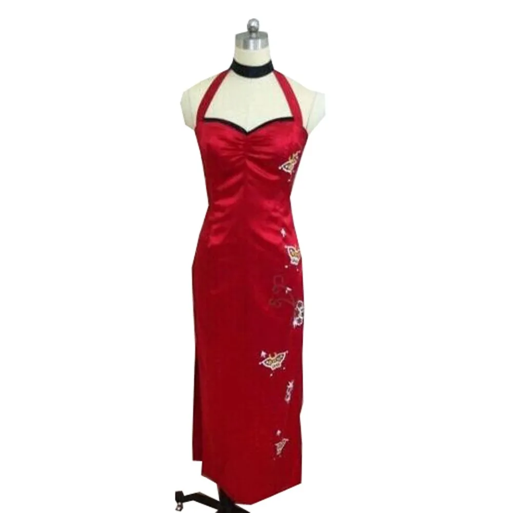 2019 Ada Wong красный Чонсам Qipao Косплей Костюм Пользовательские Длинные Выпускные