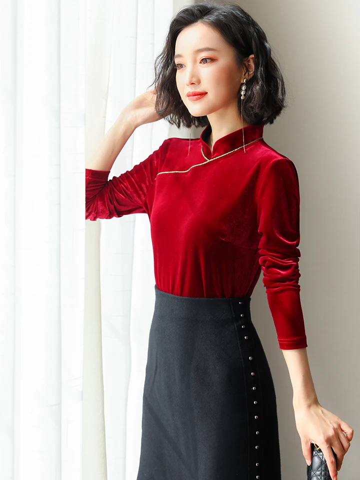 Tenygo женский новый китайский стиль Ретро Бархат с длинным рукавом чайный костюм