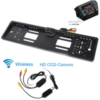 2017 wireless ccd europe license plate frame waterproof with 4 ir for parking assist night vision waterproof camerafree ship