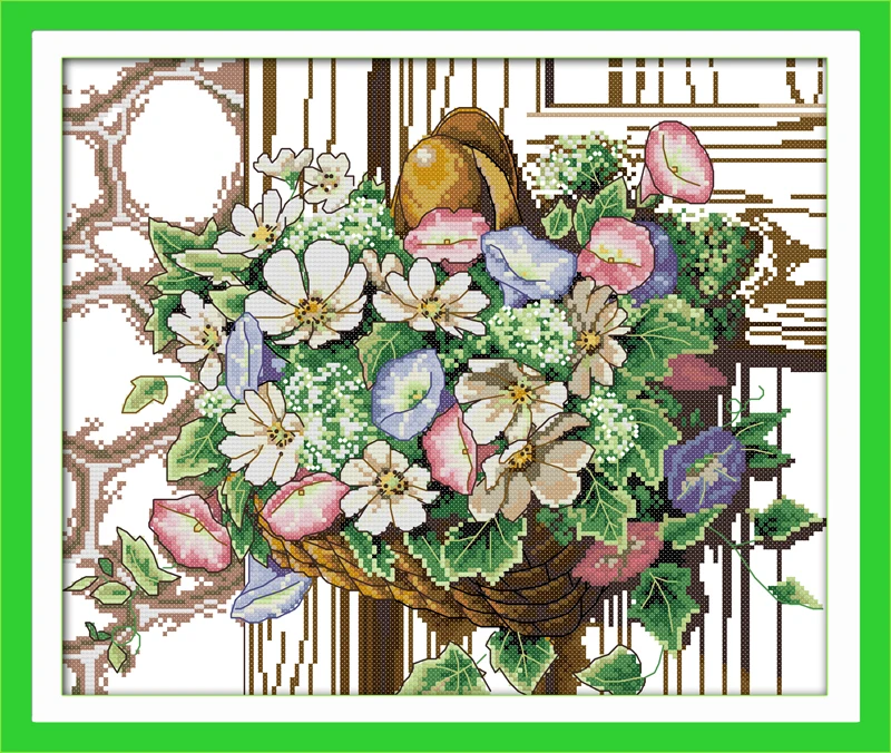 Набор для вышивки крестиком Цветущая корзина цветов 14 шт.|handmade needlework|embroidery diycross