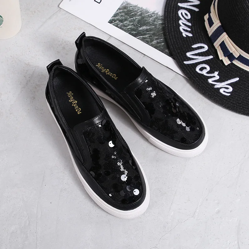 Блестящие Туфли на толстой мягкой подошве из сетчатого материала с блестками