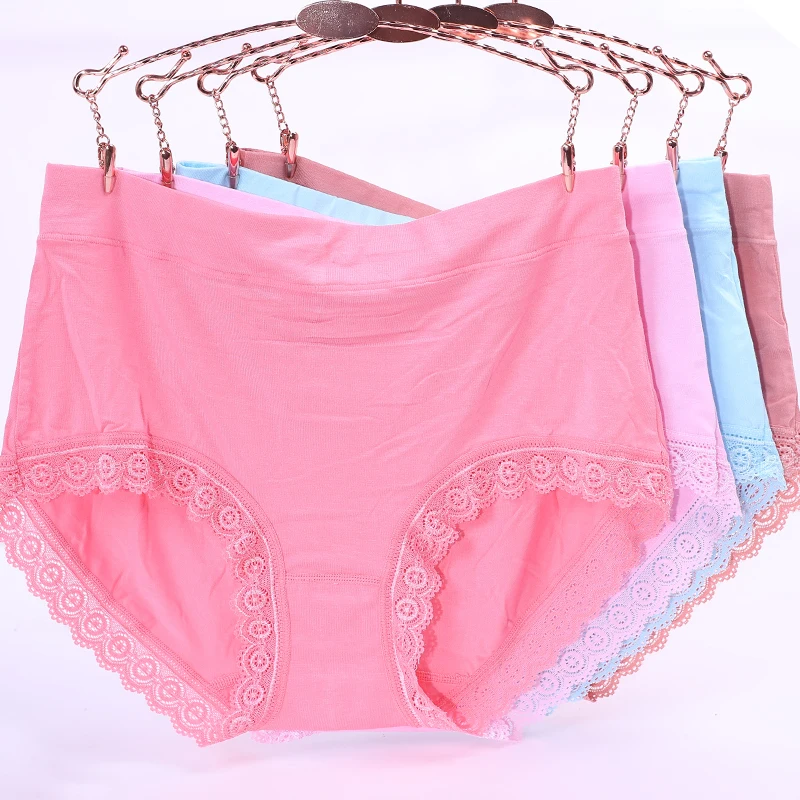4 шт./лот ropa interior femenina размера плюс 5XL трусики кружевное сексуальное нижнее белье женские трусы мягкие женские трусики из модала