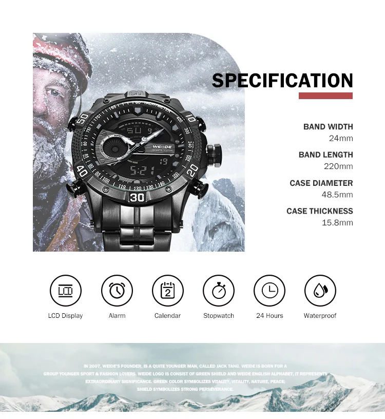 WEIDE люксовый бренд спортивные мужские цифровые move Мужские t Автоматическая Дата хронограф повторитель сигнала тревоги Календарь нержавеющая сталь Ремешок кварцевые часы