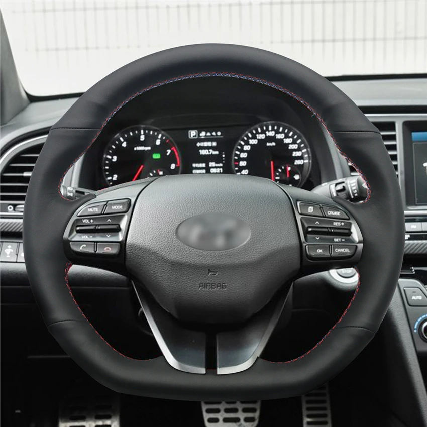 MEWANT Black Leather Car Steering Cover for Hyundai Elantra 4 2016 2017 Interior Accessories Parts | Автомобили и мотоциклы