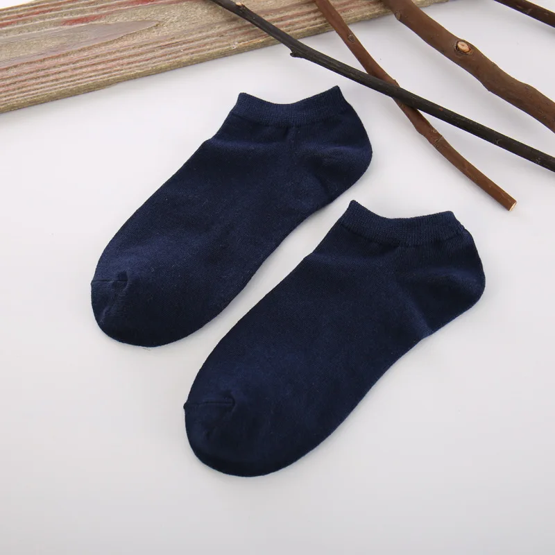 Navy blue-5 Pair 5 пара/лот, мужские хлопковые носки, короткие носки по щиколотку, летние крутые носки, короткие носки, модные белые носки-башмачки, дышащие, невидимые - Цвет: Navy blue-5 Pair