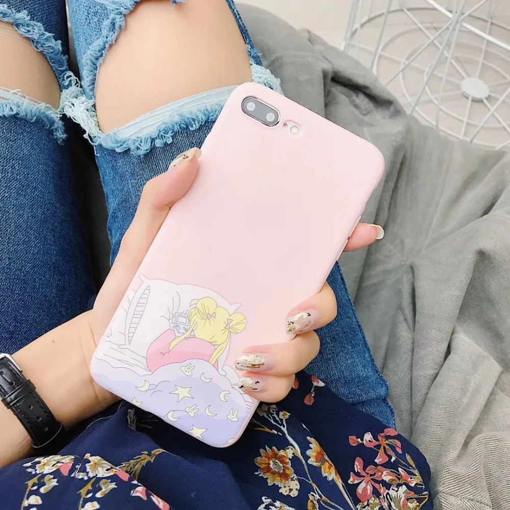 BINYEAE розовый красивая девушка телефонные чехлы для iPhone 6 6S plus 7 8 плюс X милые