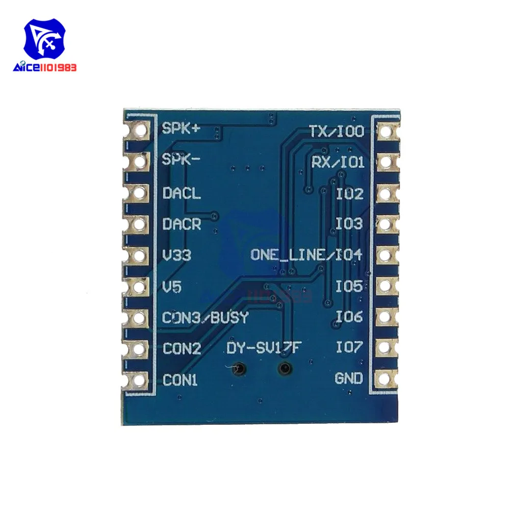 DY-SV17F аудио модуль мини MP3-плеер 8 бит IO UART триггер микро USB загрузка 4 мегабайт флэш голосовой модуль