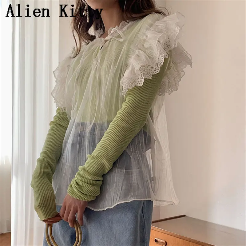 Рубашка Alien Kitty легкая летняя без рукавов на каждый день шнурках свободная