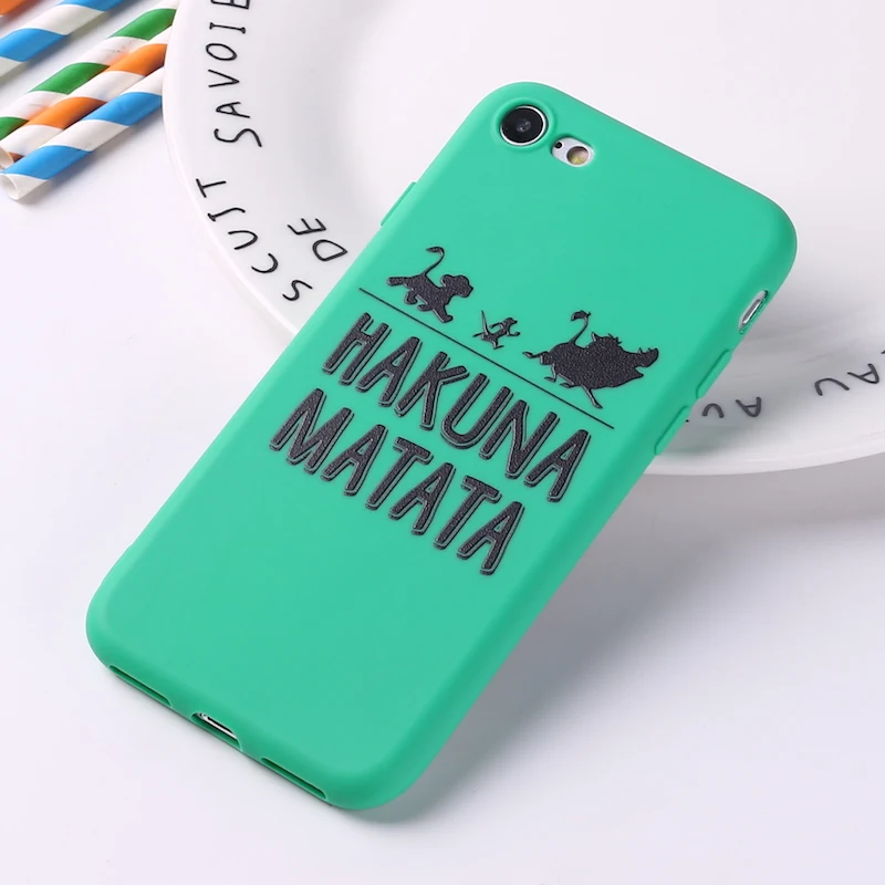 Для iPhone 11 Pro 6S 5S SE 8 8Plus X 7 7Plus XS Max мягкий силиконовый матовый чехол Fundas Coque Cover Lion King Pumba Hakuna Matata