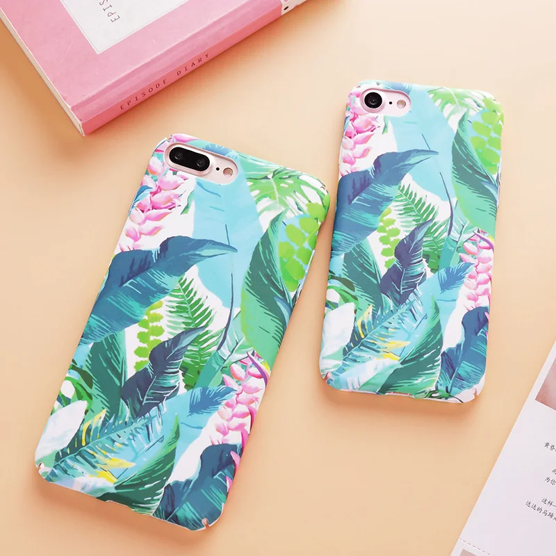 Fashion phone case для iphone 7 plus 6 6s плюс жесткий задняя крышка тропический банановые листья