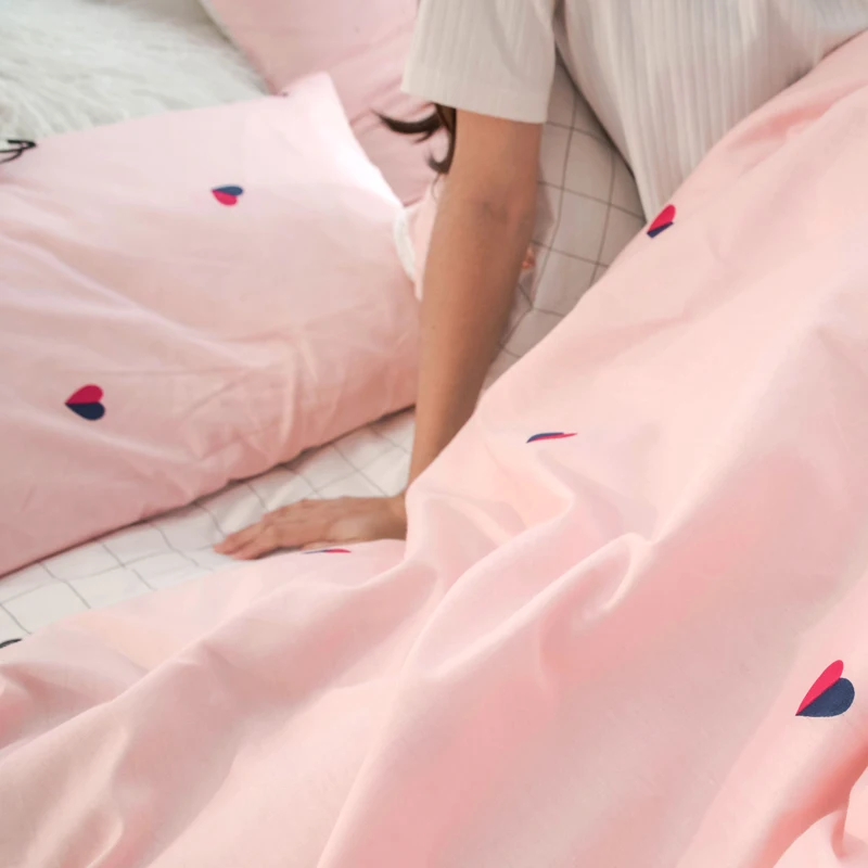 Медленно Dream Fresh Стиль розовый Постельное белье 100% хлопок домашний Texties сердце