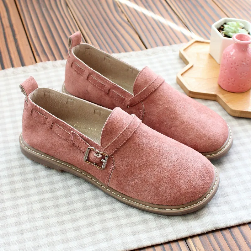 Японская женская обувь на плоской подошве из натуральной кожи с мягкой подошвой