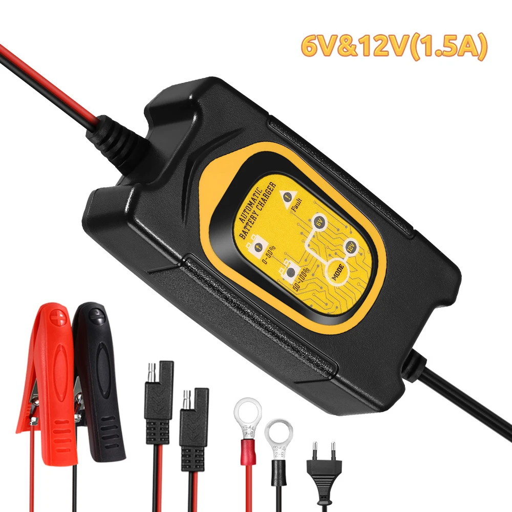 WonVon 6 V 12 1500mA полный автоматический автомобильный аккумулятор зарядное