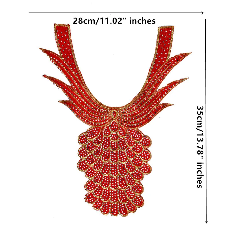 5 шт. украшенные красными бусинами стразы вырез горловины искусственный узор