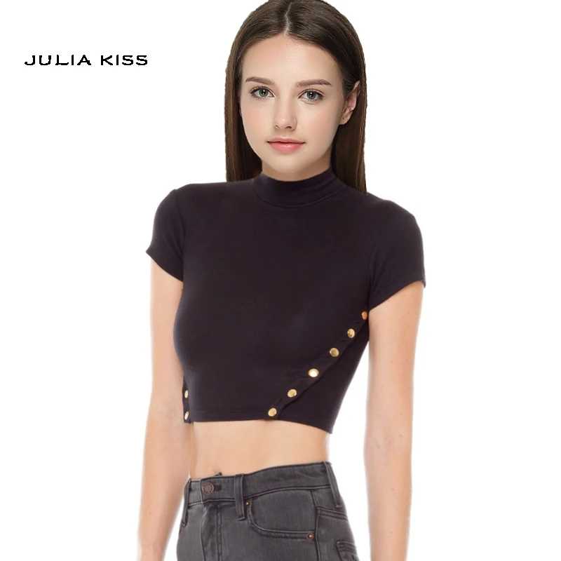 Женский укороченный топ на пуговицах с высоким воротником|crop top|cropped crop topbutton top |