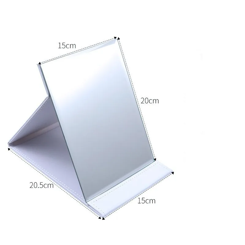 Folding Leather Table Traveling Hand Makeup Mirror Compact Foldable Mirrors Beauty Cosmetic Mirror Makeup Tools - Цвет: Белый