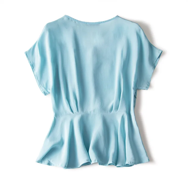 Shuchan Blusas Femininas Elegante размера плюс женская одежда из натурального шелка женская рубашка высокого качества с v-образным вырезом на пуговицах