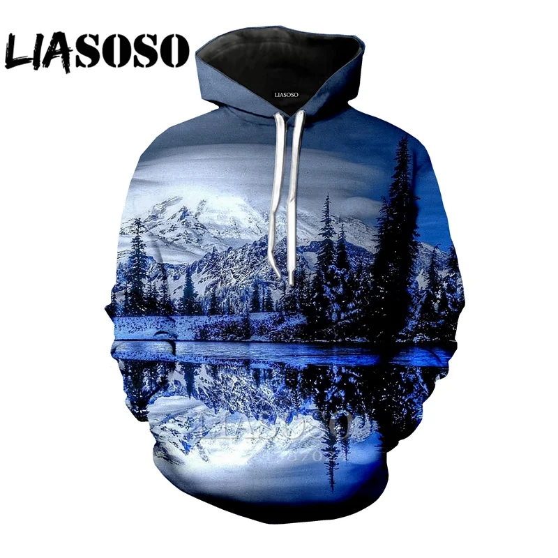 LIASOSO/женский зимний костюм с аниме хип хоп homme пейзаж футболка 3d принт веселое