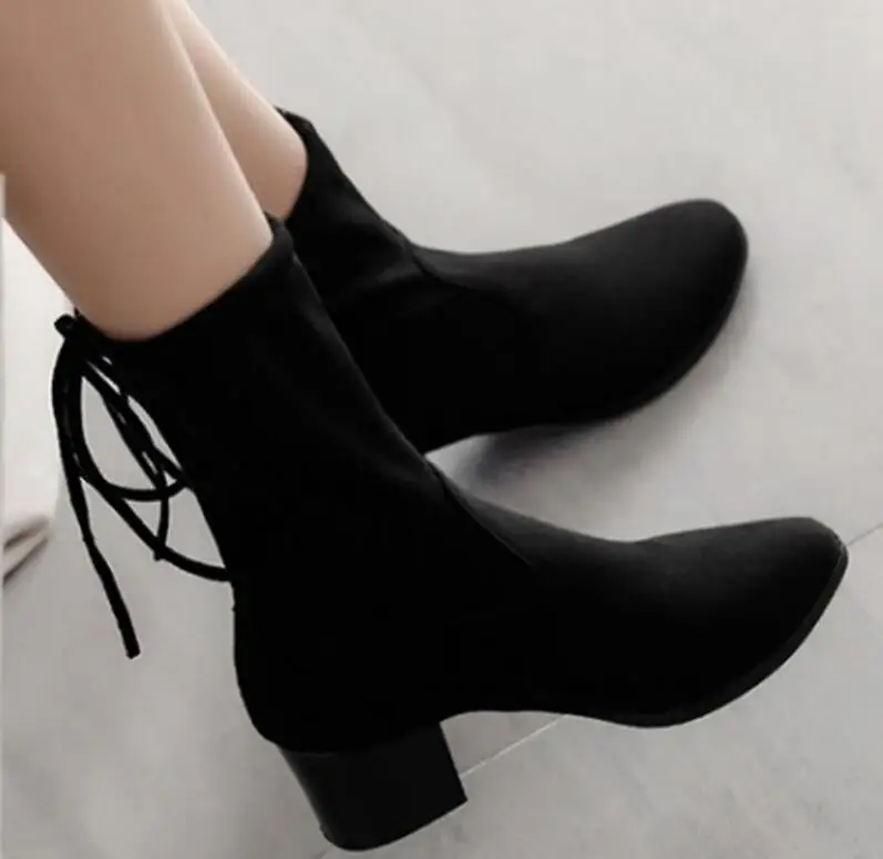 Sapato feminino Женские ботинки до середины икры женская обувь квадратный Обувь на