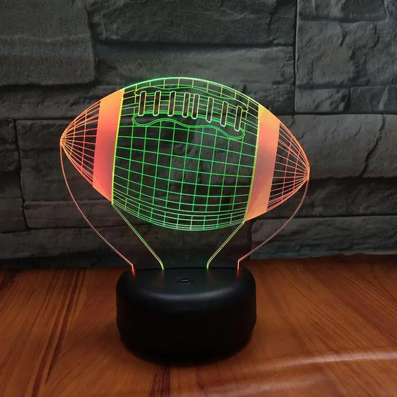 3d визуальная настольная лампа для регби креативная Светодиодная с сенсорной