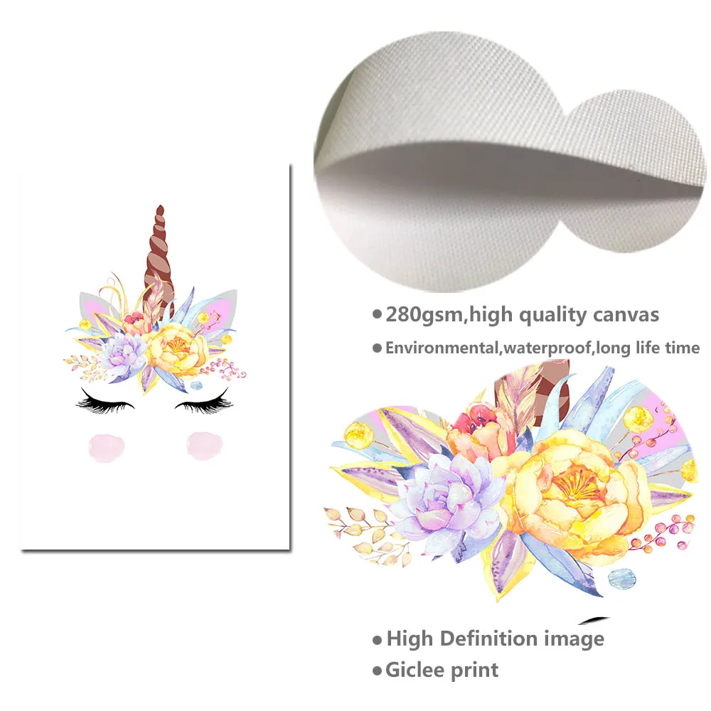 Цветы единорог сердце настенная Картина на холсте минималистичные постеры и