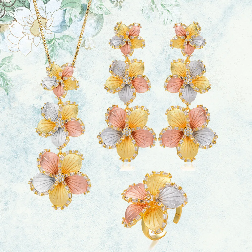 GODKI Роскошный цветок триколор нигерийский кубический циркон кристалл CZ набор