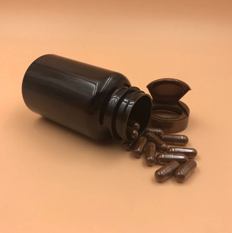 100 шт 150 мл Черный Цвет ПЭТ здравоохранения пустые бутылки капсулы порошок