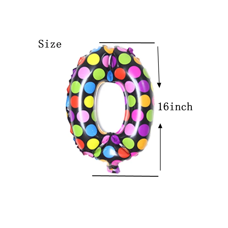 1 шт. 16 дюймов красочные горошек Шарики цифра Фольга шар для дня