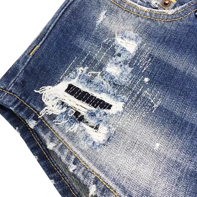 Женские рваные джинсовые шорты винтажные со средней талией и дырками 2018|Узкие