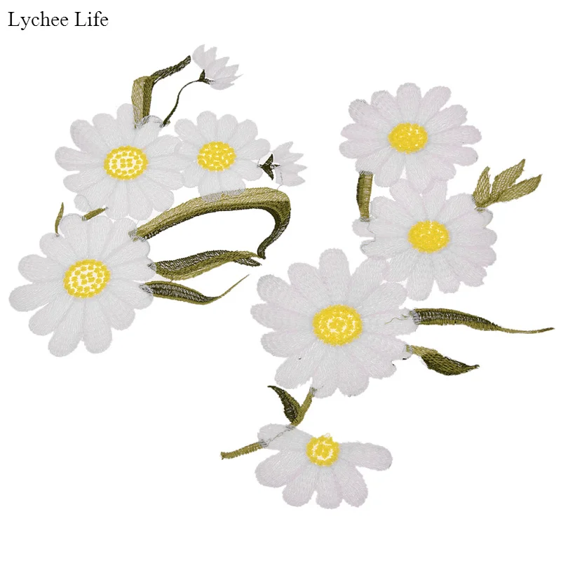 Lychee Life вышивка маргаритки цветок нашивка DIY ручная работа 3D аппликация для одежды