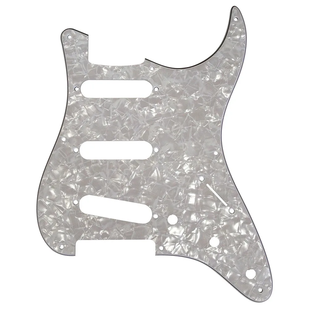 

Pleroo Custom Guitar pickgaurd - For 57' 8 Screw Hole Standard St SSS Guitar pickguard Scratch Plate , 4 Ply White Pearl
