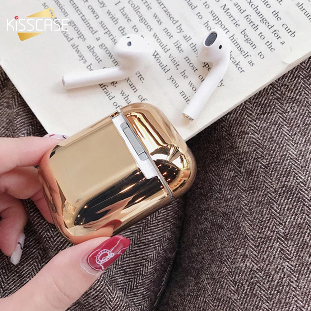 KISSCASE чехол для наушников Apple Airpods защитный Аксессуары кожи золотая коробка
