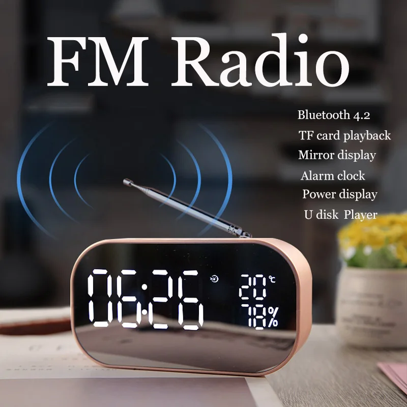 Светодиодный Будильник с fm радио беспроводной Bluetooth динамик поддержка Aux TF