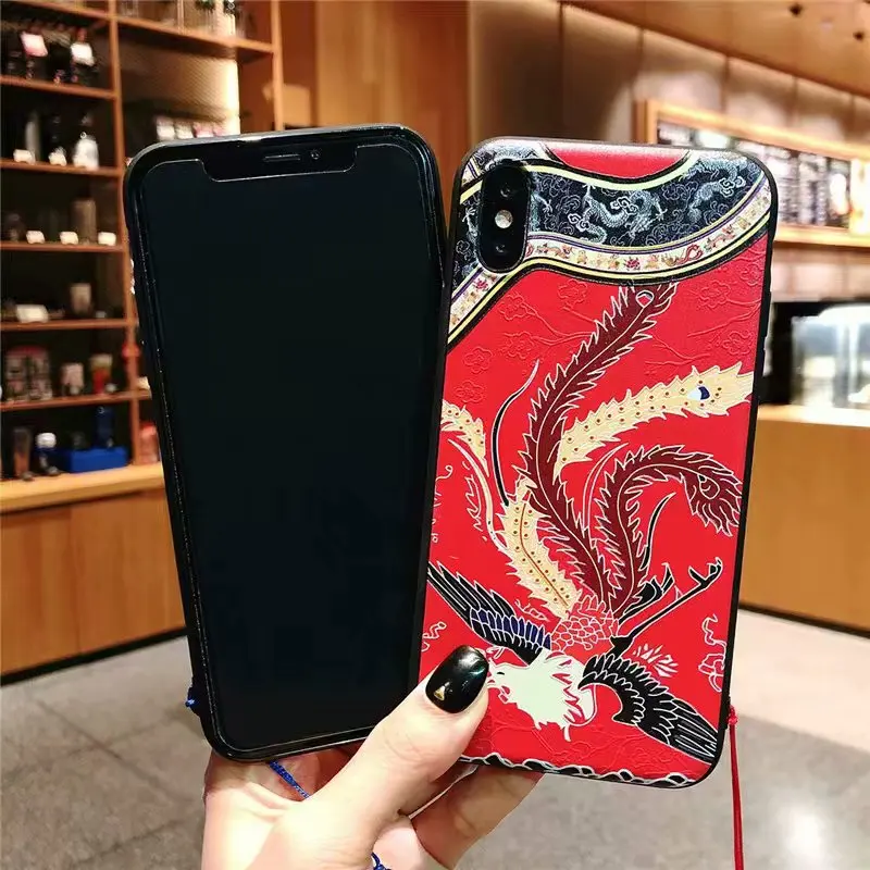 XS Max Phone Case For iPhone XR Chinese embroidery craft 3D Relief Palace Style X 7 8 Plus Tassel |
