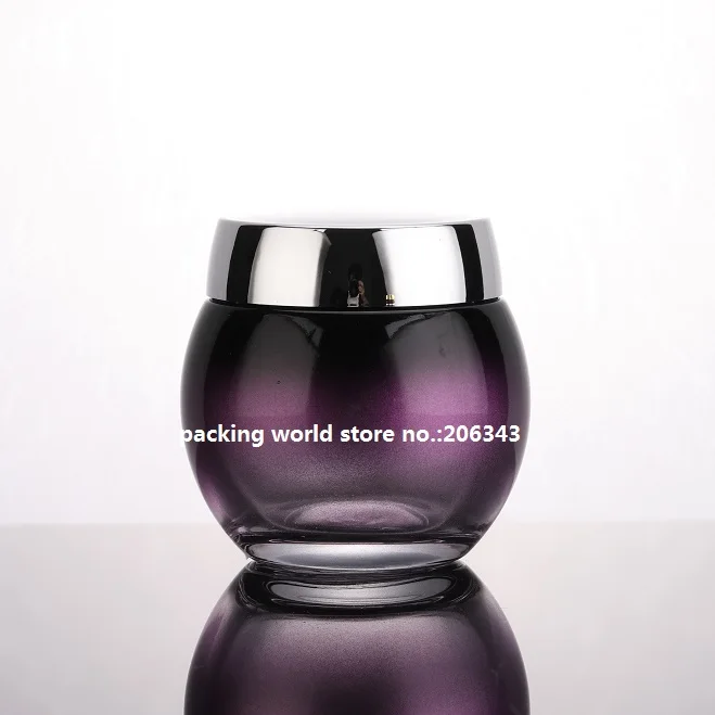 PURPLE SILVER 120 г зеленая/фиолетовая/красная/Черная Стеклянная банка маска для лица/ночной крем/Скраб для тела/эссенция/увлажняющий крем/гель/косметическая упаковка - Цвет: PURPLE SILVER