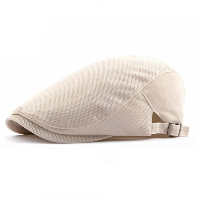 

summer mesh visor adjustable casual breathable men berets solid outdoor flat sun hat cap male peaked cap bone drop shipping