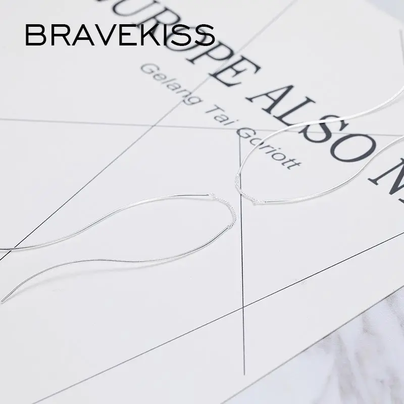 Женские серьги подвески BRAVEKISS из стерлингового серебра 925 пробы с простой волной