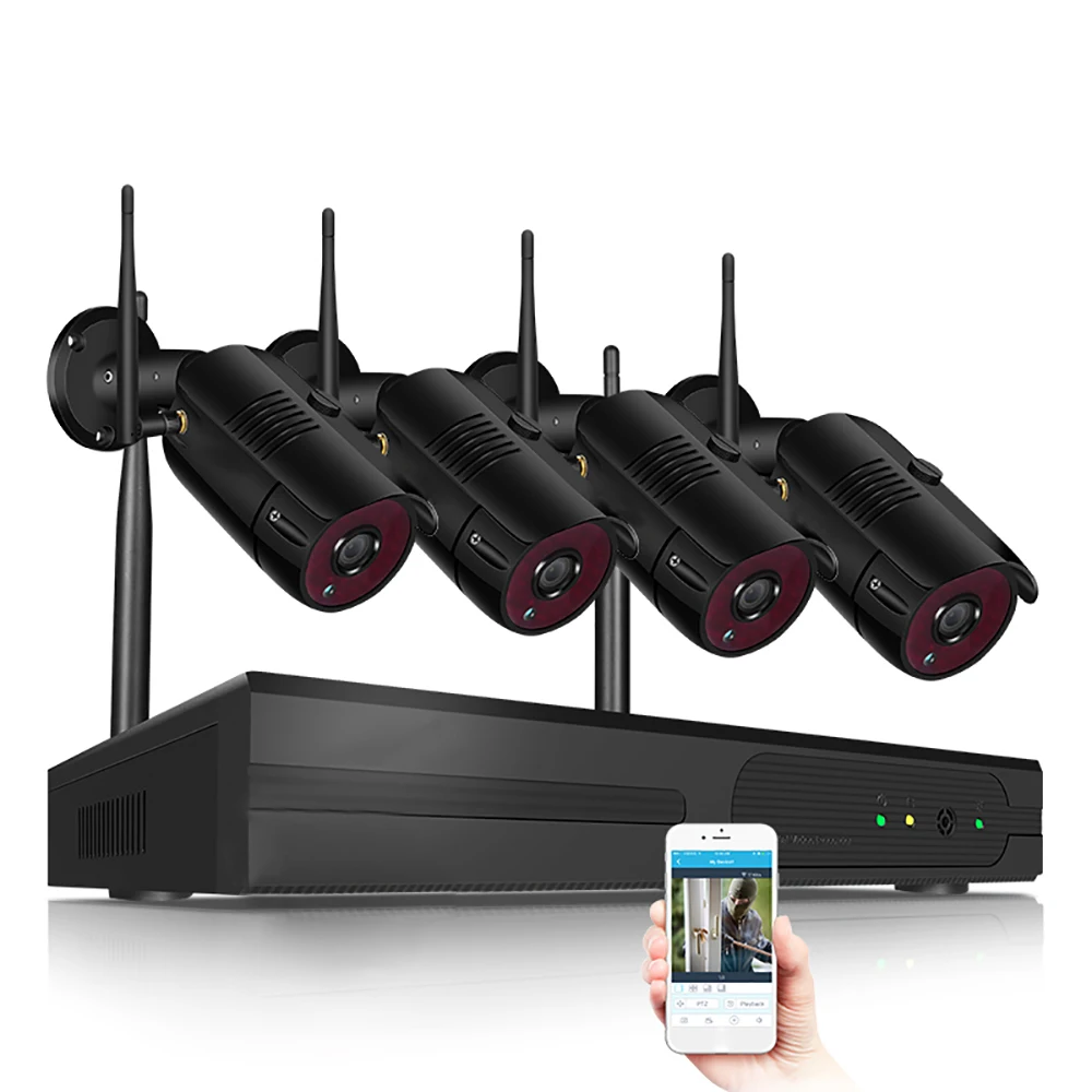 4ch NVR W 4pcs Cams Беспроводная 4-канальная/8-канальная система видеонаблюдения, Wi-Fi, NVR, комплект, ip-камера, запись, наружная, внутренняя, антивандальная, цилиндрическая, ip-камера, Wifi, 720P система - Цвет: 4ch NVR W 4pcs Cams