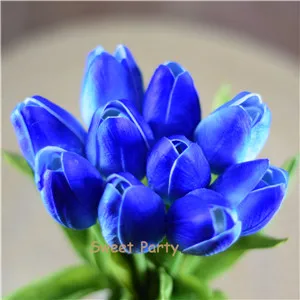 blue 29 30 шт., черные тюльпаны, искусственные цветы, настоящие на ощупь, искусственная кожа, искусственные цветы для украшения дома, свадьбы, искусственные цветы - Цвет: blue 29